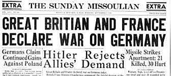 Frankrike og Storbritannia erklærer krig mot Tyskland