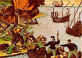 Piratas asaltan y queman Guayaquil