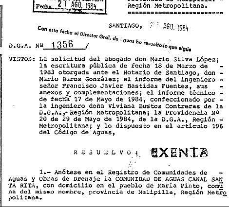 DGA Resuelve Comunidad Santa Rita