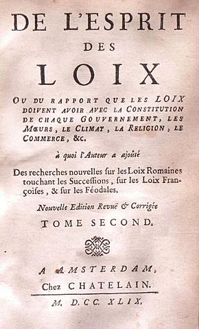 Publicación de "Del espíritu de las leyes" de Montesquieu
