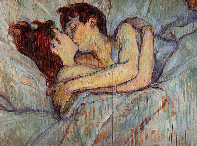 En la cama, el beso, Henri De Toulouse-Lautrec