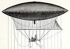 Primer dirigible movido por un motor de vapor