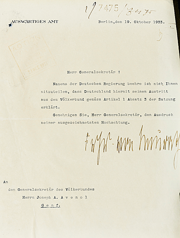 Alemania abandona la Sociedad de Naciones