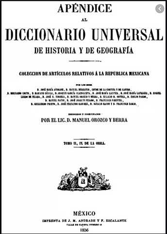 Diccionario Universal de Historia y Geografía.