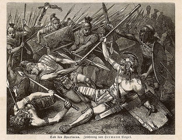 Spartacus the gladiator leads the slaves in an uprising.