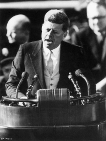 President John F. Kennedy addresses Congress and challenges the nation to go to the Moon before the end of the decade.