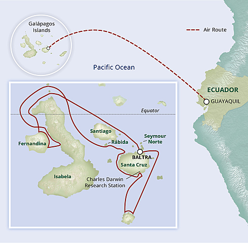 Darwin studies species of the Galapagos Islands