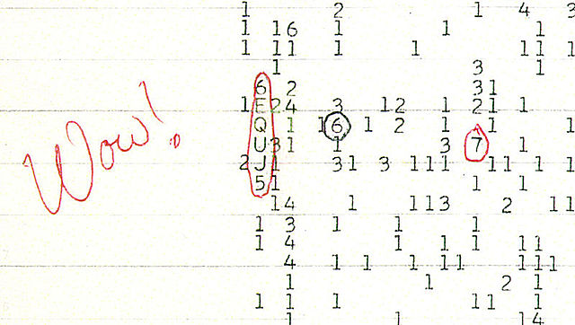 Wow! signal, the first strong narrowband radio signal received