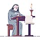 Depositphotos 319222238 stock illustration medieval chronicler with manuscript flat