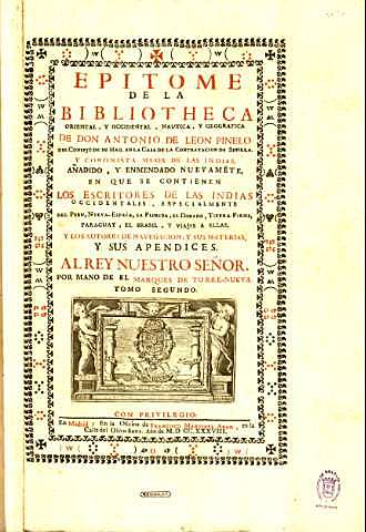 Antonio de León Pinelo (Epítome de la biblioteca occidental y oriental náutica y geográfica)