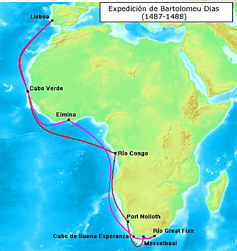 Ruta de Bartolomé Díaz per arribar a l’Índia