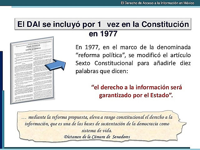 Promulgacion de las reformas al artículo 6° constitucional