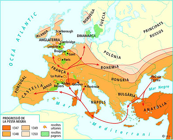 Arribada de la pesta negra a Europa