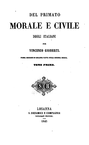 Pubblicazione "Del primato morale e civile degli italiani"