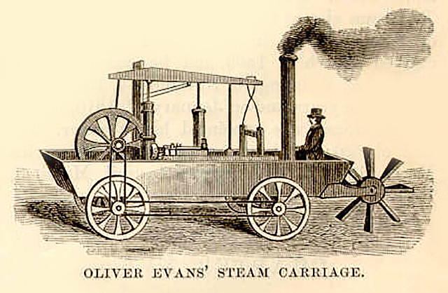 First US patent for a steam-powered land vehicle.