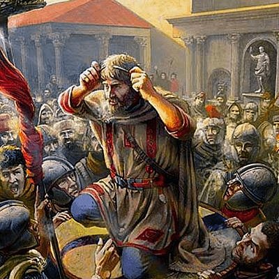 Proclamación de Juliano como Augusto por las tropas romanas en Lutecia.