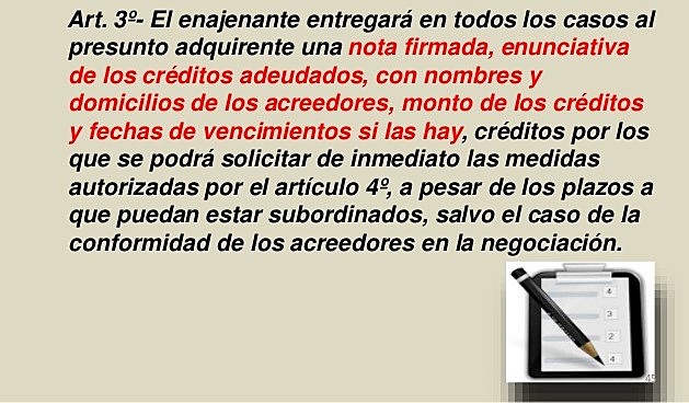 Articulo Nº 3 de la Ley Nº 11.867