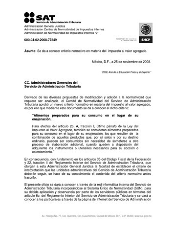 Se publico el Reglamento Interior del SAT.