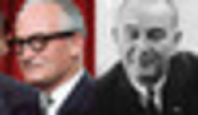 Barry Goldwater runs on a conservative platform and loses to LBJ in a landslide