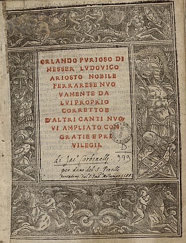 Ariosto completa l' edizione definitiva dell' Orlando Furioso