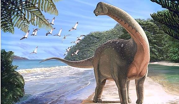 Reconstrucció en color a cos complet d'un dinosaure