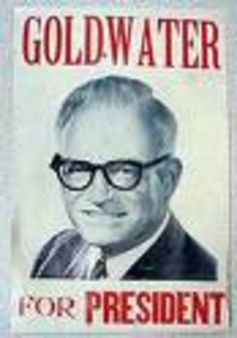 •	Barry Goldwater runs on a conservative platform and loses to LBJ in a landslide.