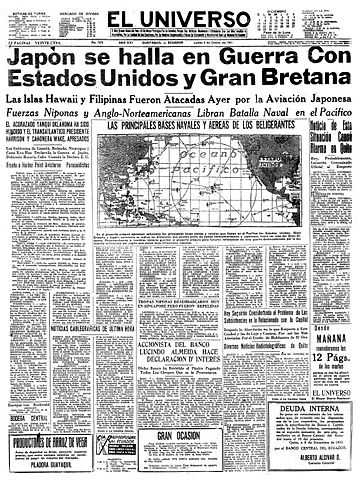 Els Estats Units li declara la guerra al Japó i entra en la Segona Guerra Mundial