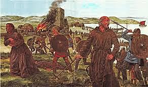 Primer ataque de los vickingos al Monasterios de Lindisfarne, en Inglaterra.