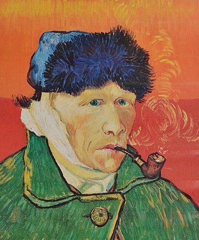 Self-portrait with bandaged ear and pipe