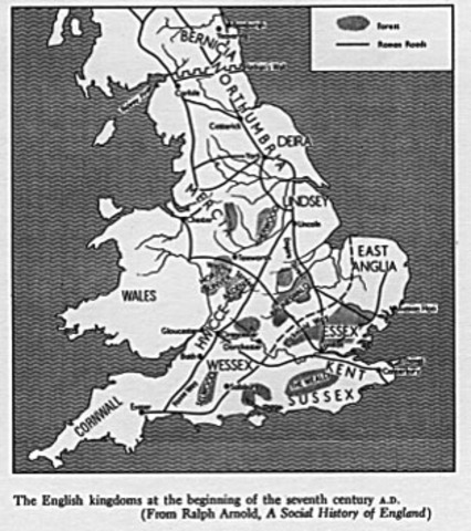 Anglo-Saxon settlement of Britain begins