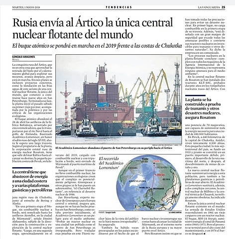 RUSIA ENVIA A L'ÀRTIC L'ÚNICA CENTRAL NUCLEAR FLOTANT DE EL MÓN