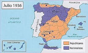 Espanya es divideix en dos bàndols: els republicans i els insurrectes