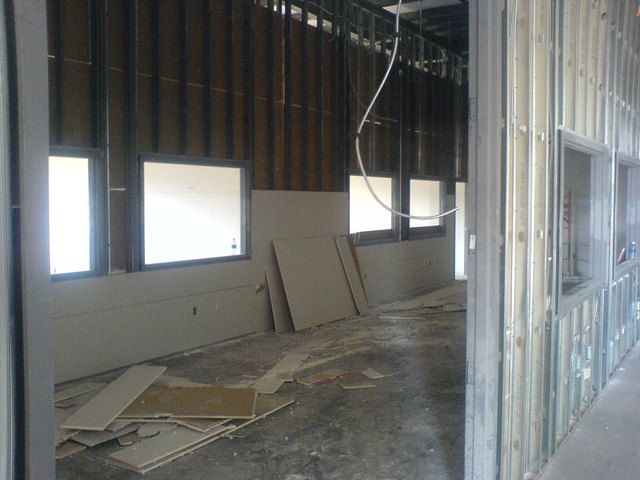 Drywall hanging begins