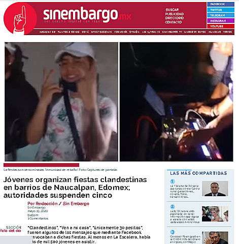 JÓVENES ORGANIZAN FIESTAS CLANDESTINAS EN BARRIOS DE NAUCALPAN, EDOMEX; AUTORIDADES SUSPENDEN CINCO