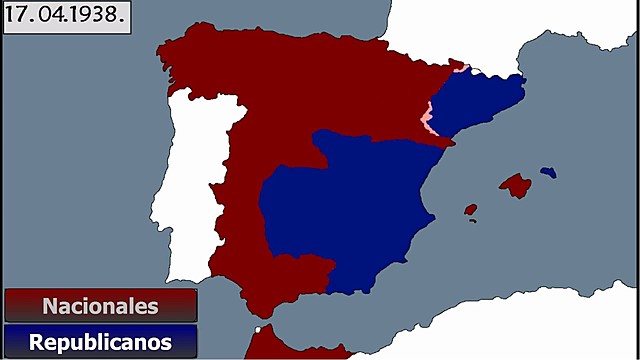 Espanya es divideix en dos bàndols: els republicans i els insurrectes (o franquistes o nacionals)