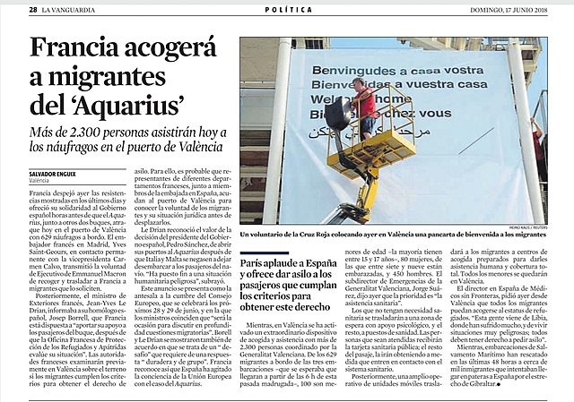 Arribada del Aquarius a València