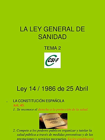 LEY GENERAL DE SANIDAD.
