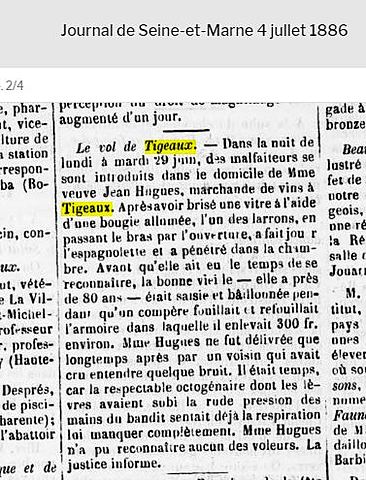 JOURNAL - Vol chez la Veuve Jean HUGUES