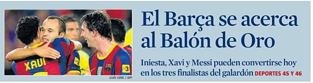 El Barça s'apropa al Baló d'Or