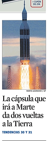 La càpsul.la que anirà a Mart dóna dues voltes a La Terra
