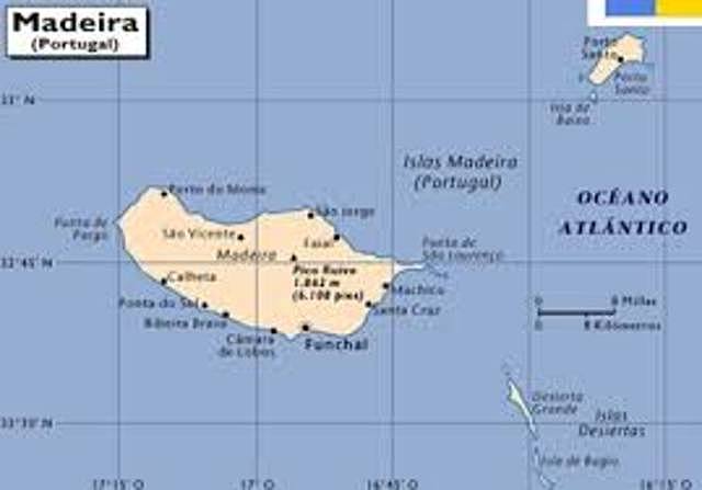 Los portugueses descubren Madeira.