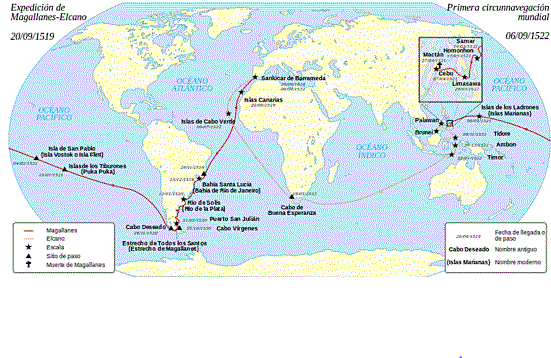 Juan Sebastián Elcano termina la primera vuelta al mundo.