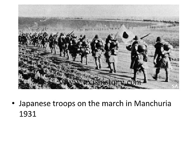 Japan invaded Manchuria (in north-east China). Effect: Made the league seem weak and ineffective.