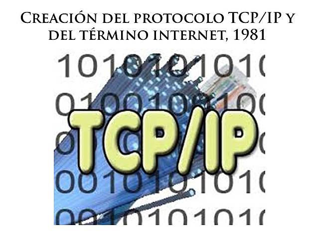 Creación del protocolo TCP/IP y del término internet.