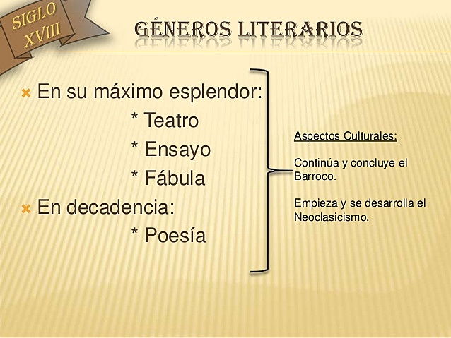 Géneros literarios (literatura neoclasicismo hispanoamericano)