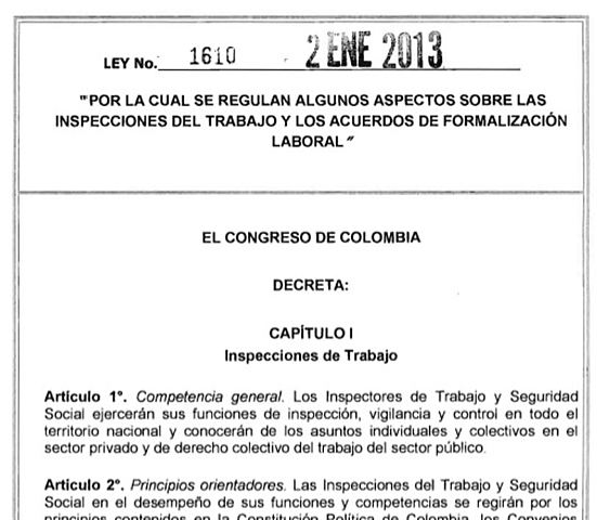 Ley 1610 de 2013