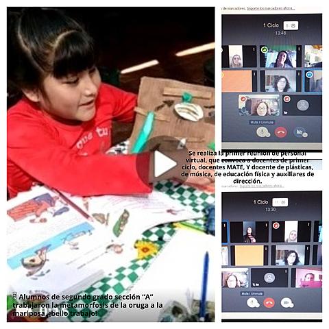 Reunion de directivos y docentes. Docente y alumnos de 2 año "A"