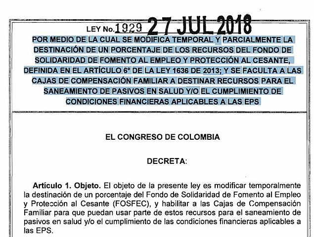 Ley 1929 de 2018