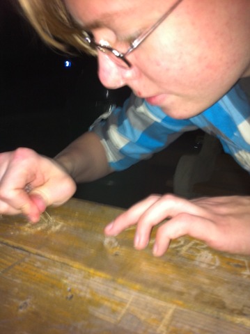 The gazebo late at night in the middle of the lake