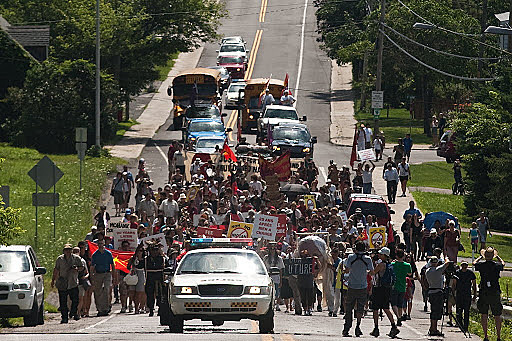 10,000 people take to the streets of Chateauguay to Protest the Barricades on the Mercier bridge